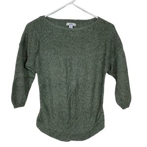 Croft & borrow cotton blend quarter sleeve crewneck knit cropped sweater R221